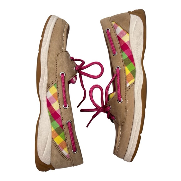 Sperry Top-Sider Girls Laguna Linen Paradise Leather & Fabric Slip On Boat Shoe - Picture 3 of 13